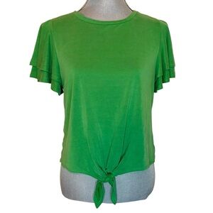 Green Envelope Short Sleeve Ruffle Tee